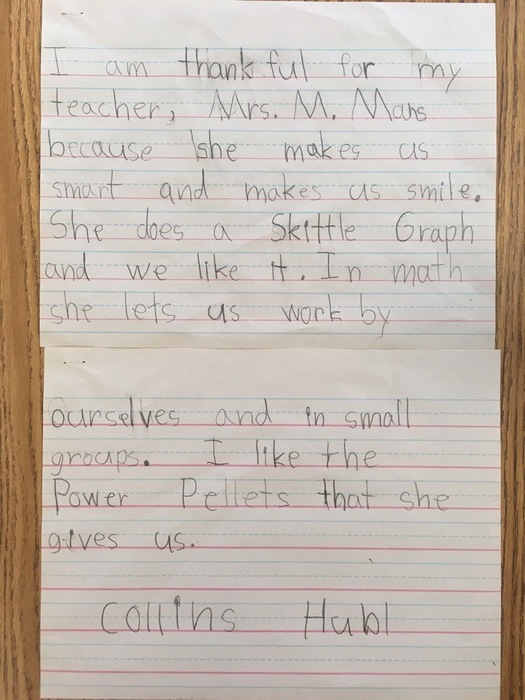 First Graders are Thankful
